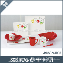 Alkali-resistant eco-friendly nice flower print customized coloured porcelain dinnerware